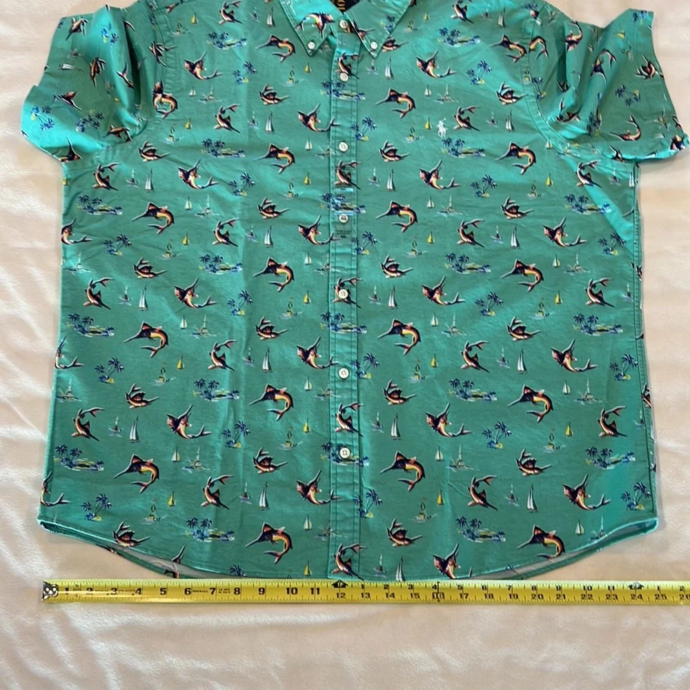 🎉Host Pick🎉Polo Ralph Lauren Mens Green Beach-Themed Button Down XXL - Picture 6 of 9
